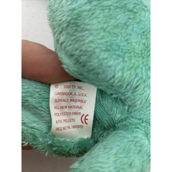 Ty Beanie Baby DIDDLEY Green Dog Yellow Bow Retired - Picture 12 of 13